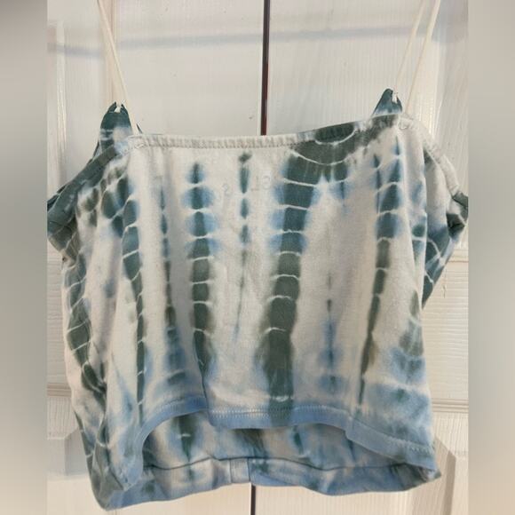 Aeropostale Tie Dye Cropped Spaghetti Strap tank top Blue White Green - Picture 4 of 5